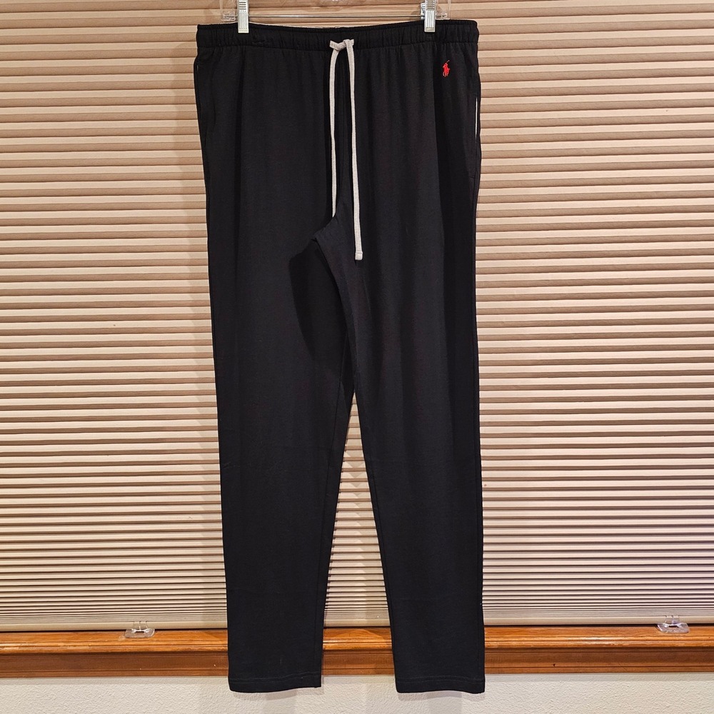 Polo Ralph Lauren Mens Black Cotton Modal Sleepwear Jogger Pants Size M Red Pony